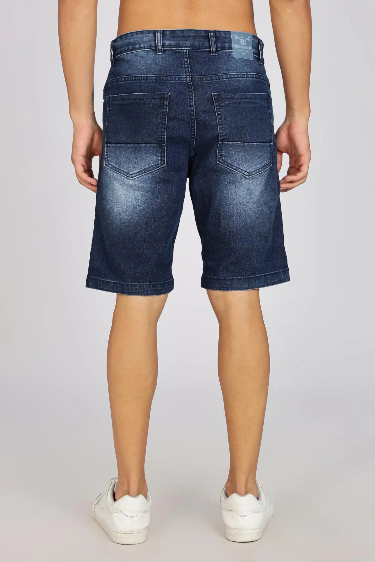 Color Hunt Distressed Men Denim Dark Blue Denim Shorts