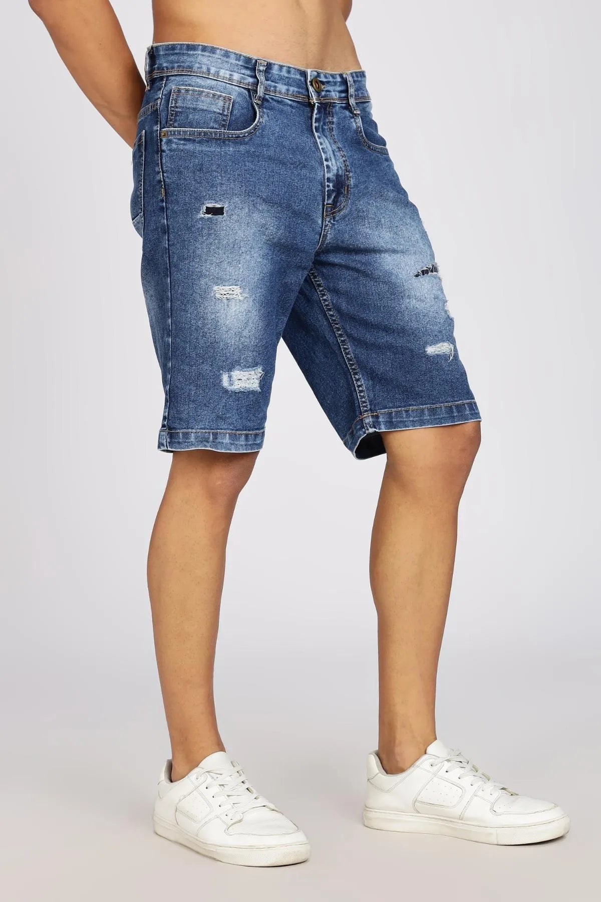 Color Hunt Distressed Men Denim Blue Denim Shorts