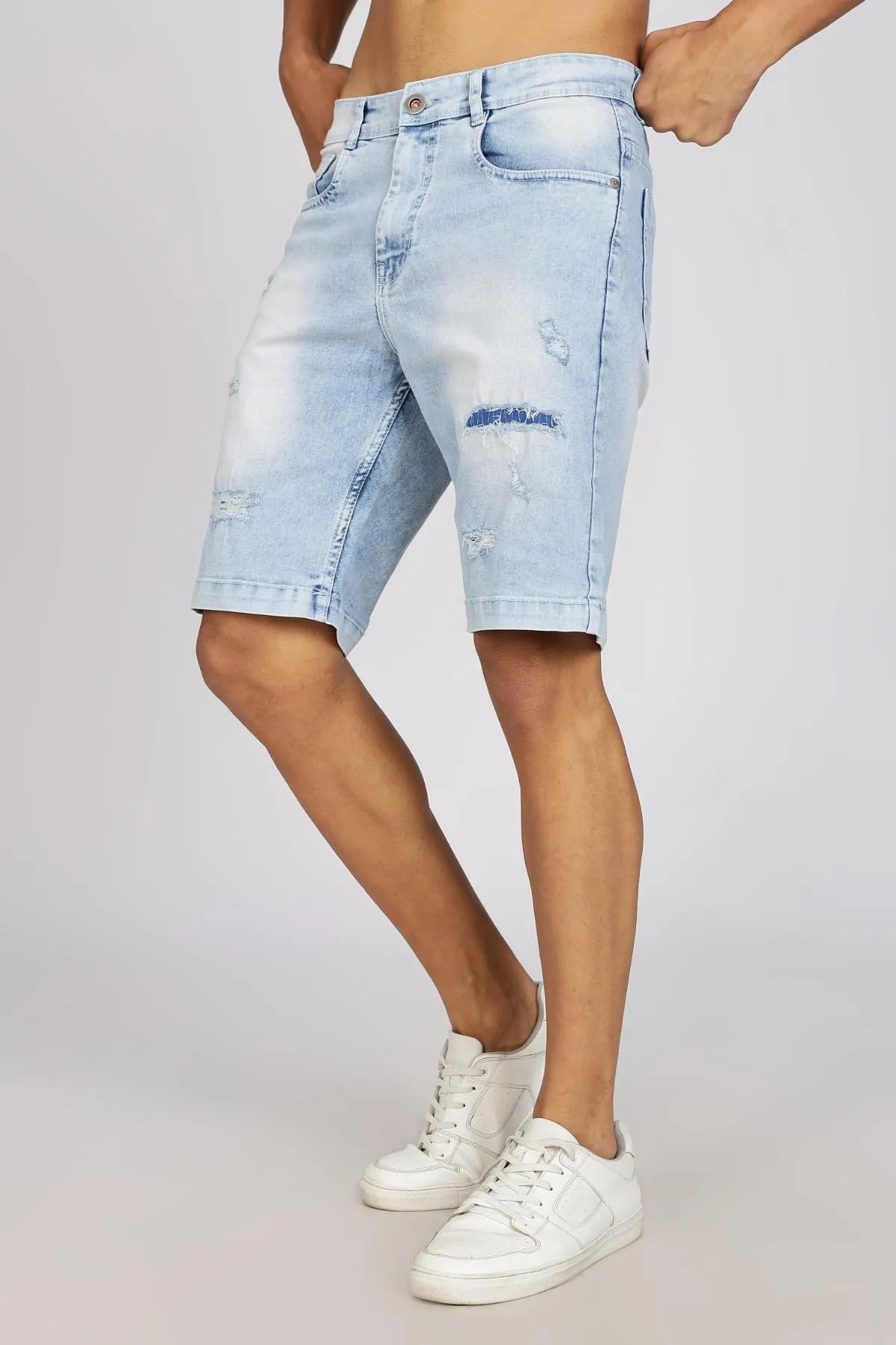 Color Hunt Distressed Men Denim Light Blue Denim Shorts