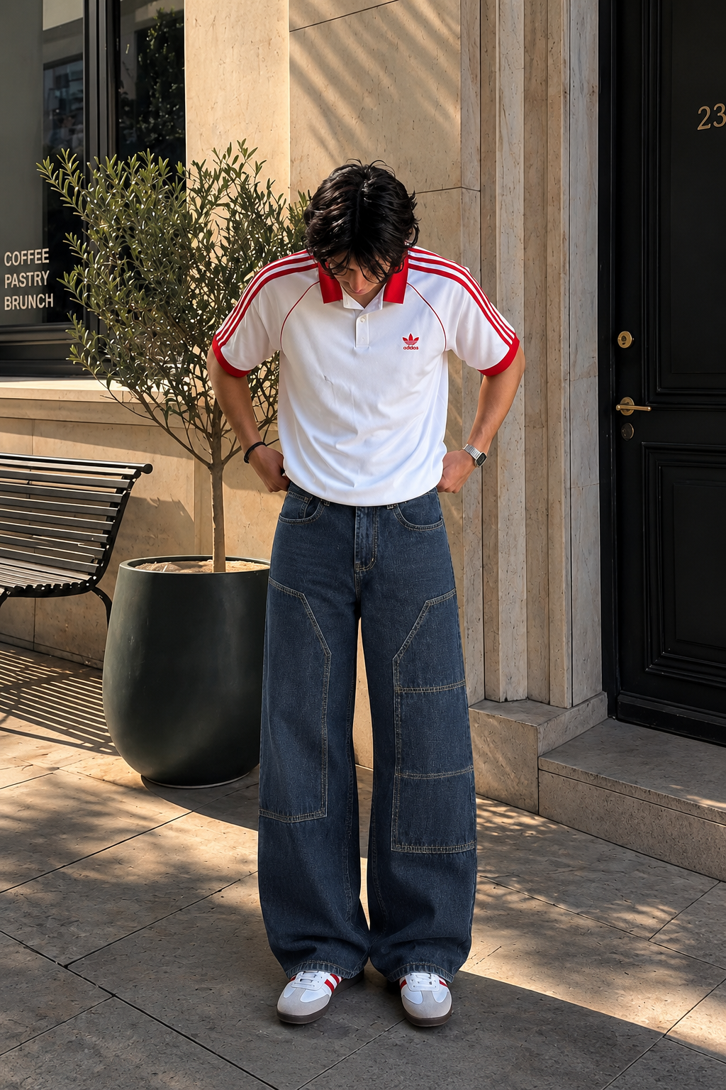 Color Hunt Dark Blue Baggy Fit Cargo Denim Jeans for Men