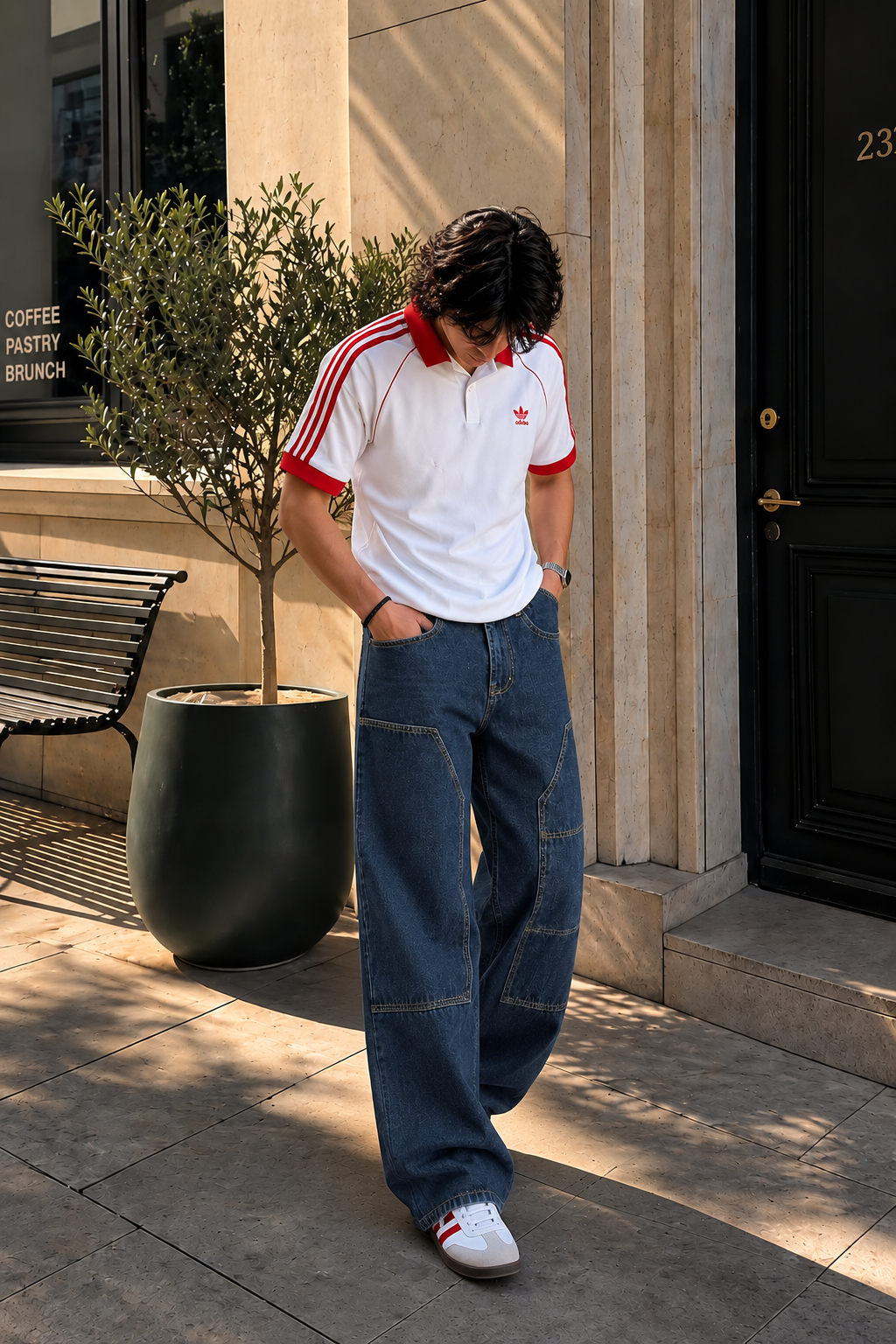 Color Hunt Dark Blue Baggy Fit Cargo Denim Jeans for Men
