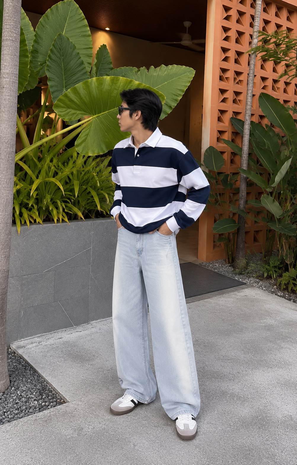 Color Hunt Light Blue Baggy Fit Denim Jeans for Men
