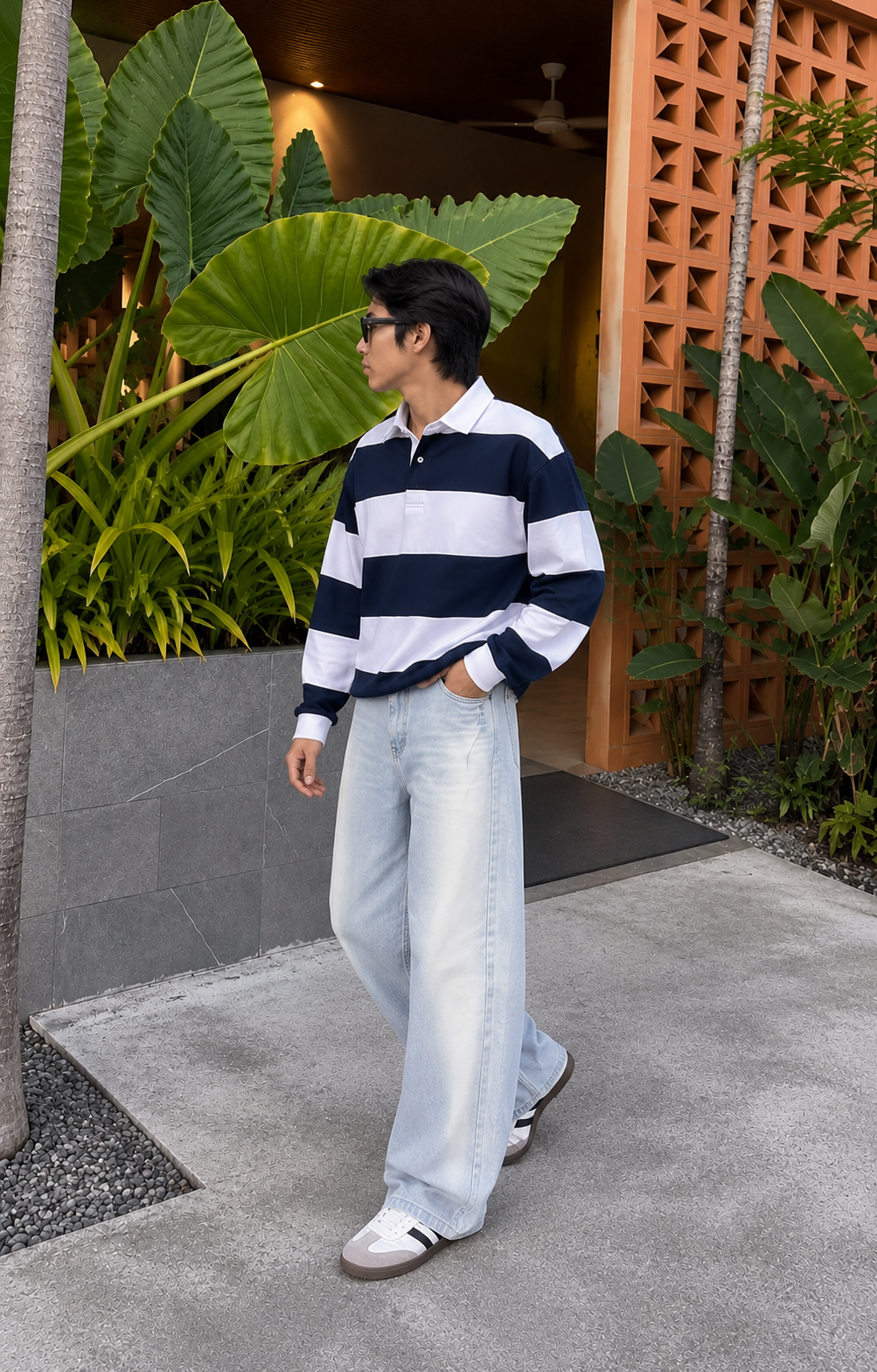 Color Hunt Light Blue Baggy Fit Denim Jeans for Men