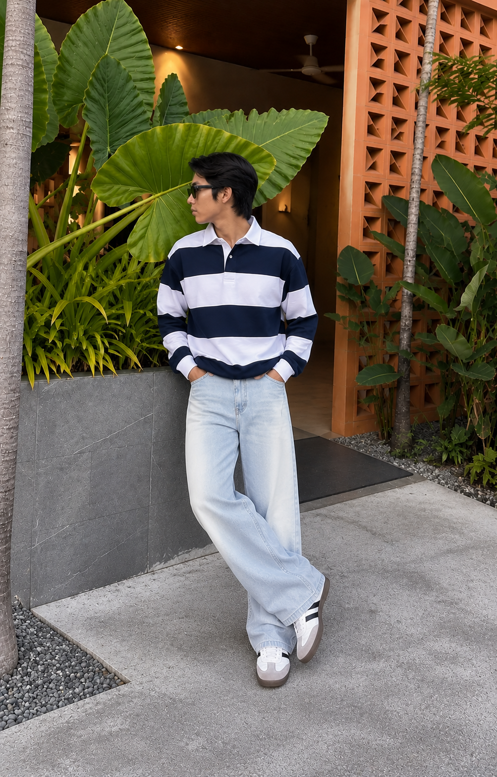 Color Hunt Light Blue Baggy Fit Denim Jeans for Men