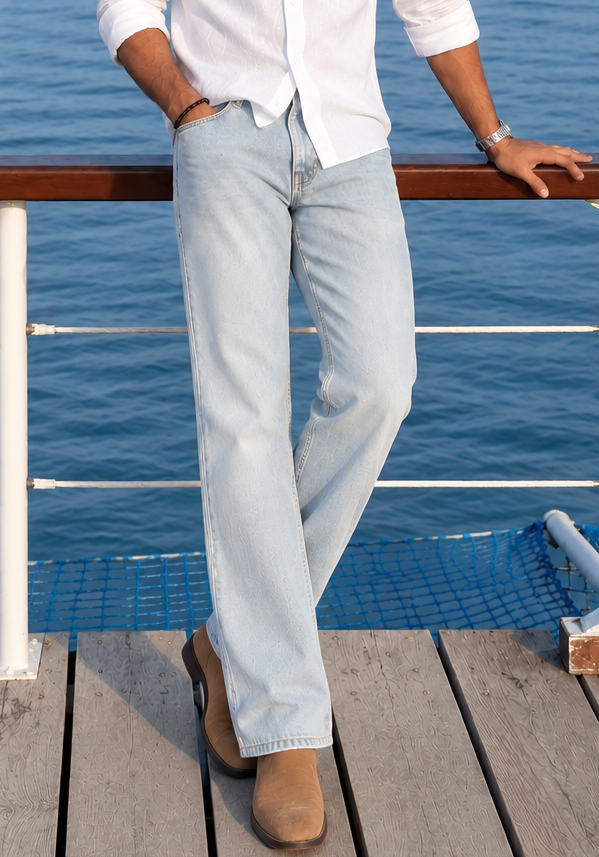 Color Hunt Light Blue Straight Fit Denim Jeans for Men